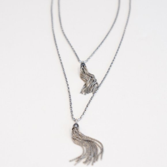 Banana Republic Silver Tassel Necklace Chain - Picture 5 of 7